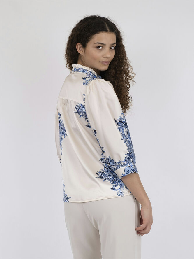 Neo Noir Roselle Paisley Border Blouse Bright blue