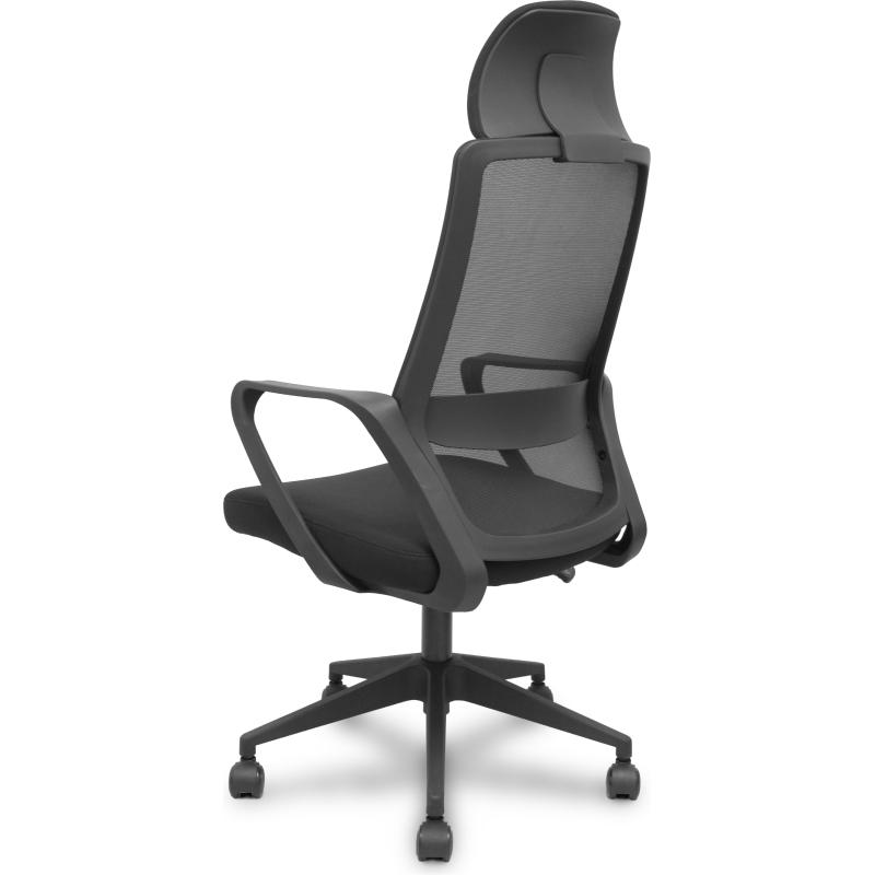 Chaise de bureau Pro534 avec dossier en résille, assise en tissu, base pyramidale, roulettes en nylon