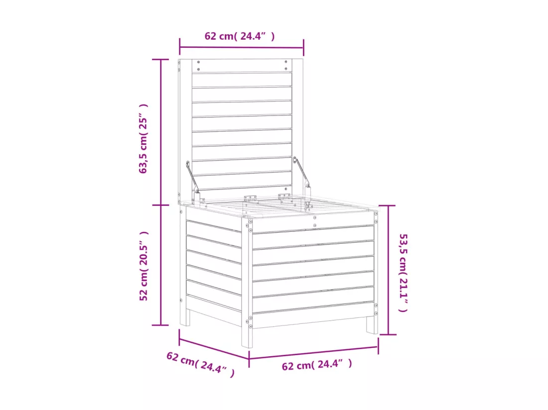 Repose-pied jardin cire marron 62x63,5x53,5 cm bois pin massif