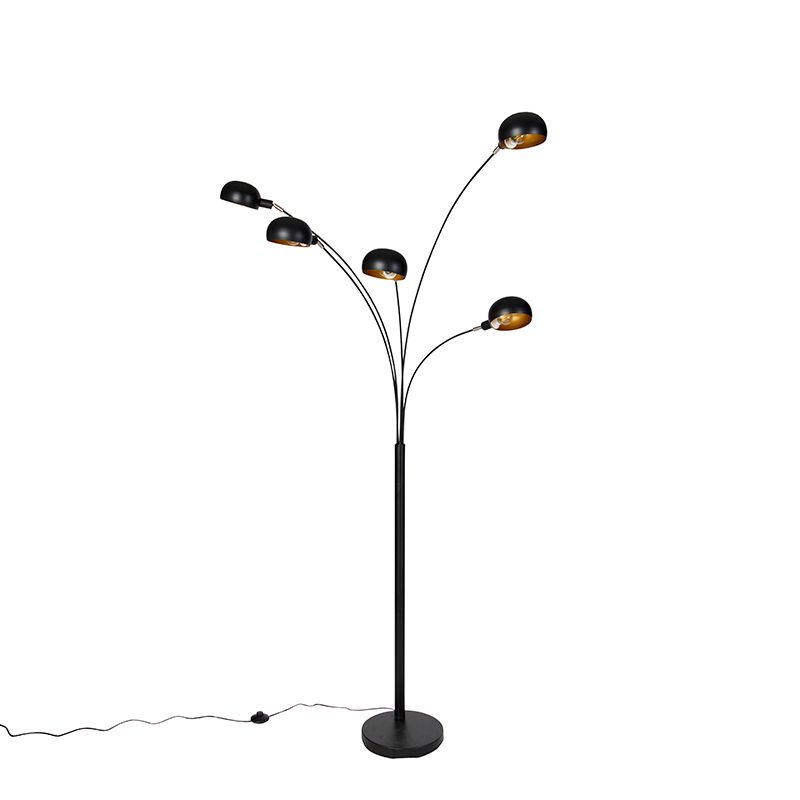 Design vloerlamp zwart 5-lichts - Sixties