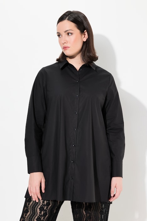 Hemdbluse, Papertouch, Oversized, Stehkragen, Langarm