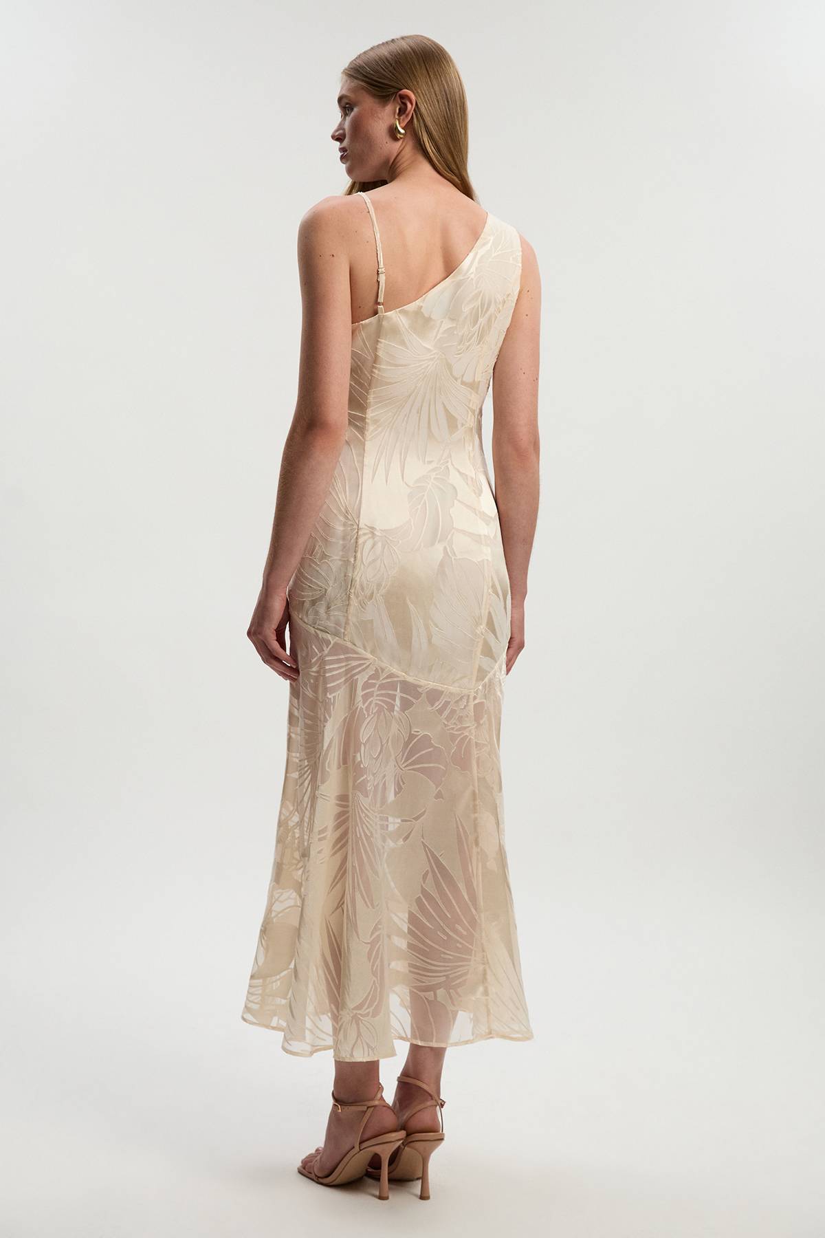 KarenMillen Robe Longue Asymétrique Tissée Tall Devoure avec Détails de Finition