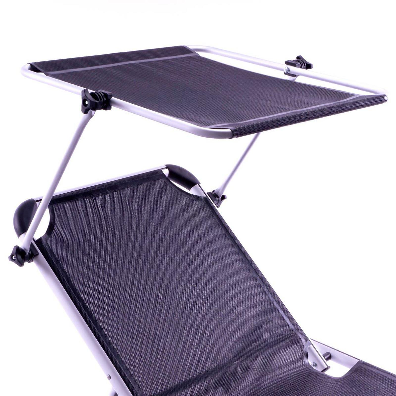 VCM Sonnenliege Sonnendach Schwarz 187x57x30cm Campingliege klappbar