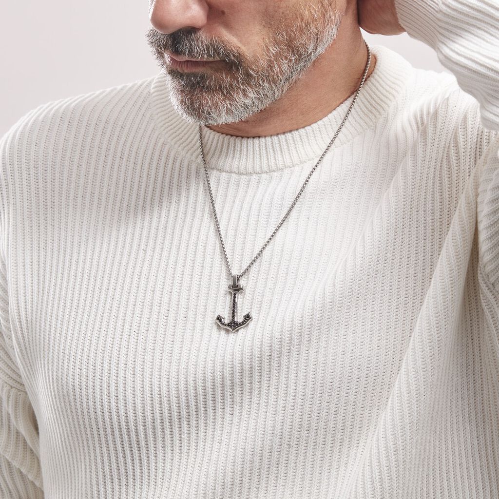 Collier Acier Vieillit Tanagra Oxydes De Zirconium