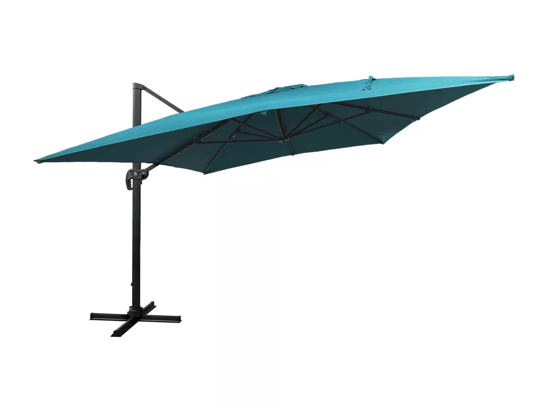 Parasol déporté MOLOKAI rectangulaire 3x4m bleu + housse - HAPPY GARDEN