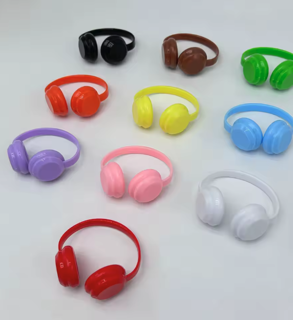 (70x65mm) Monsterhäschen Kopfhörer Puppen Zubehör Outfit Verkleidungs Accessoire - Weiss