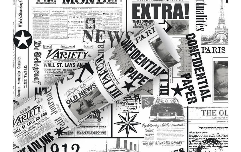Geschenkpapier News Schwarz, 70 cm x 2 mEinwickelpapier für Geschenke