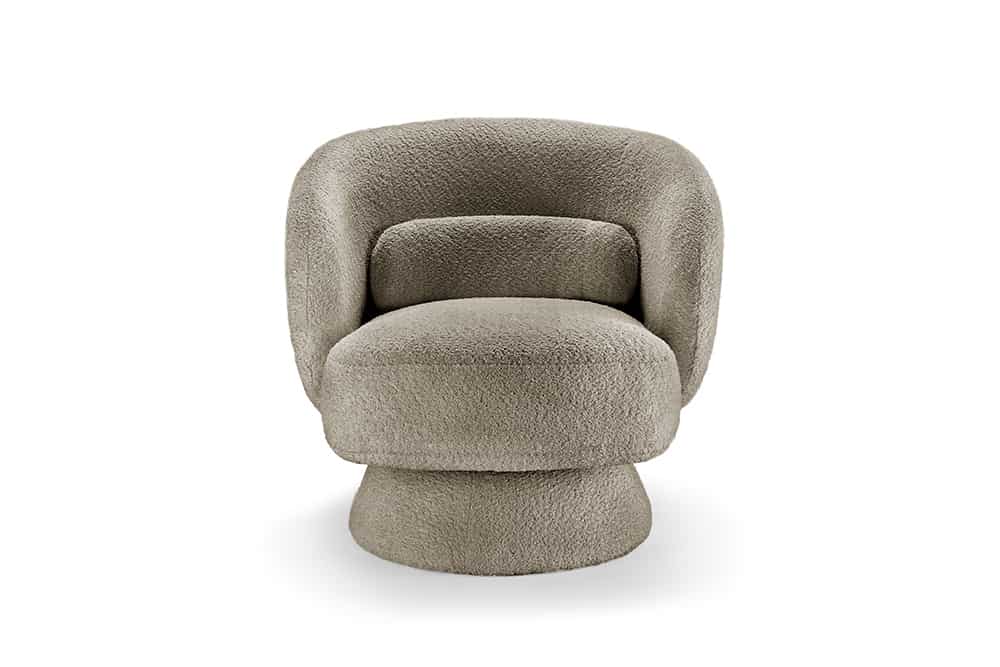Drehbarer Design Sessel BOSSA NOVA taupe Bouclé