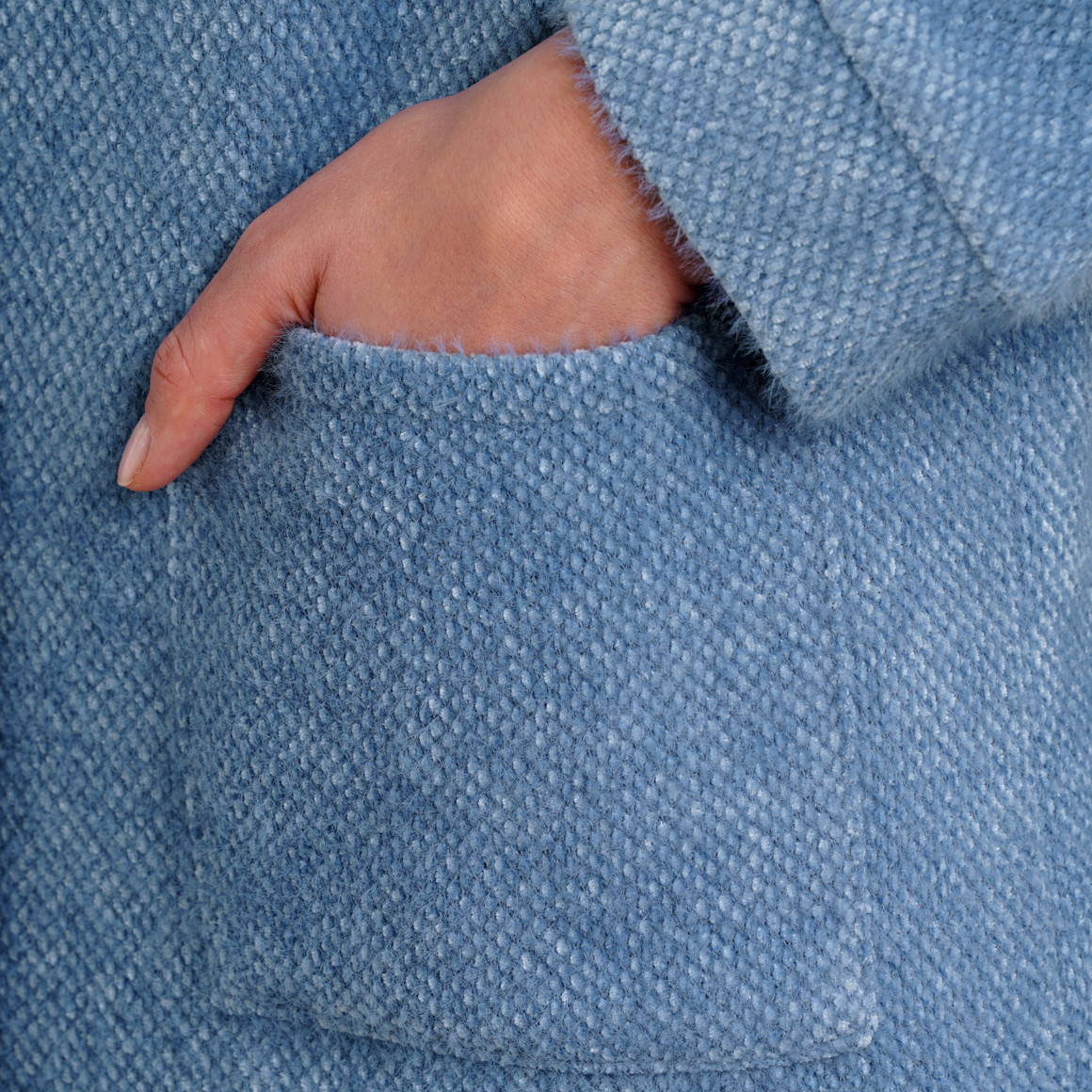 Gina Benotti Damen Strickmantel in flauschiger Qualität blau