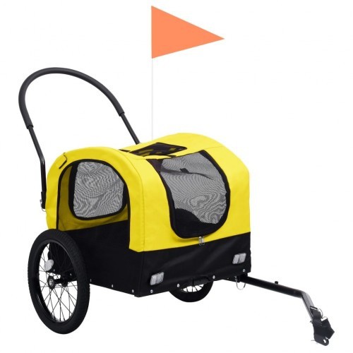 Reboque amarelo para bicicletas para animais de estimação