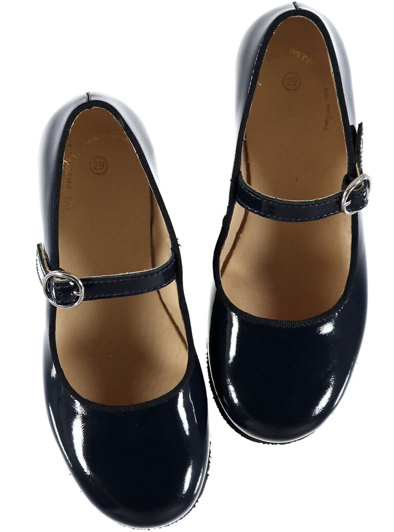 Babies cuir verni marine enfant fille