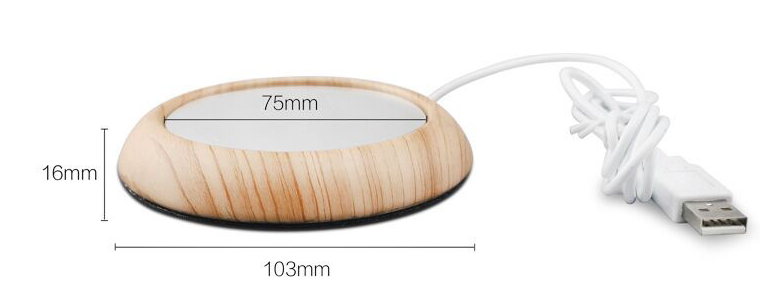 Mini Tassenwärmer Heizplatte mit USB Anschluss für PC / Laptop - Schwarz