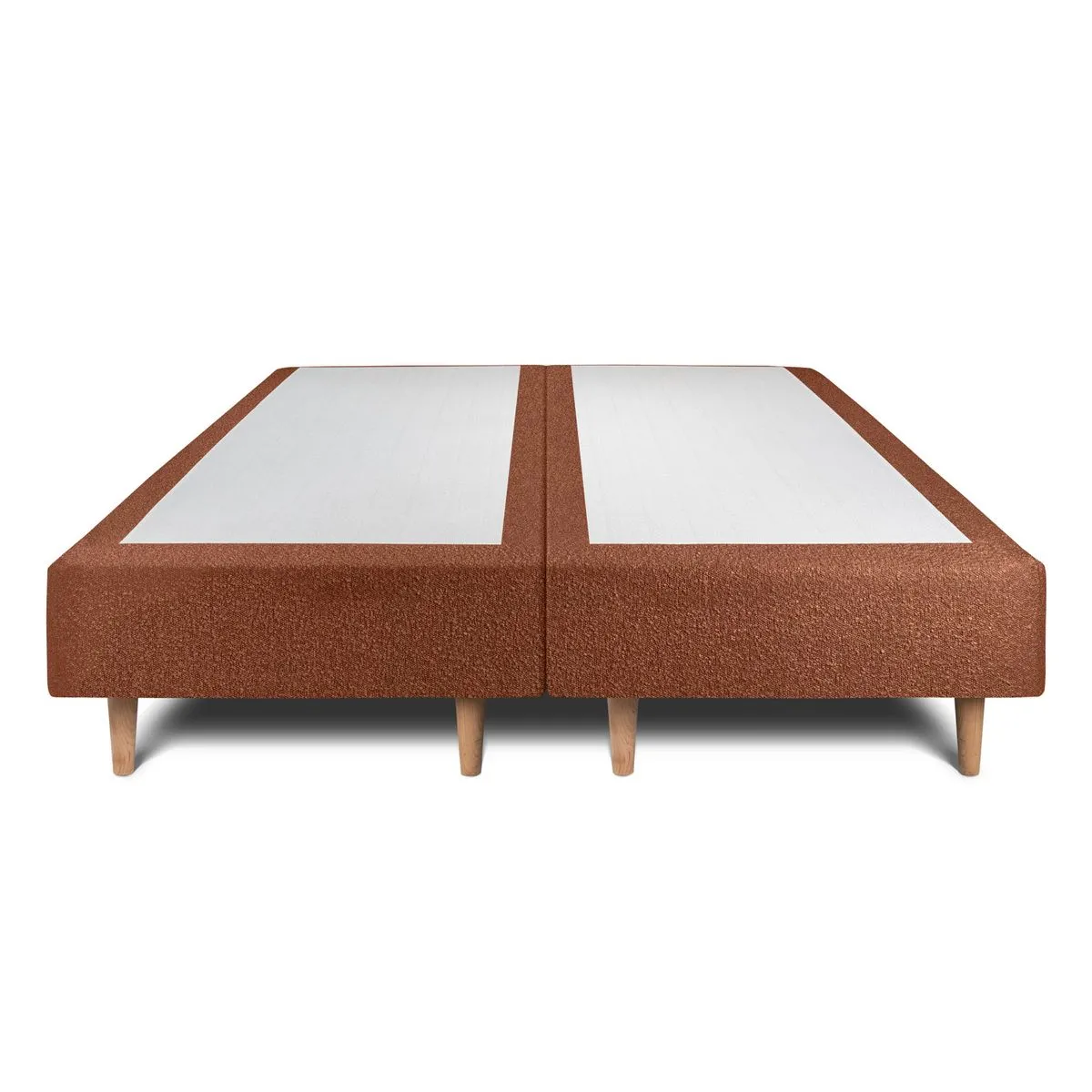 Sommeil de plomb Lit 160x200cm - Tête de lit lignes bouclette - Double sommier tapissier terracotta