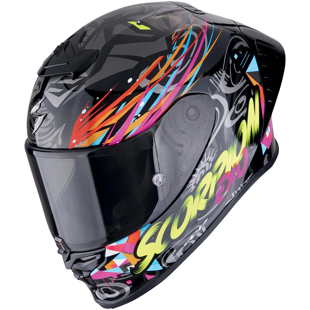 Scorpion - Casque Exo-R1 Evo II Air Savage Noir / Jaune / Rose / Bleu