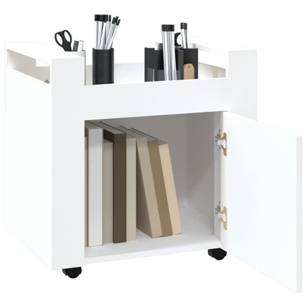 vidaXL Tralle til skrivebord hvit 60x45x60 cm konstruert tre