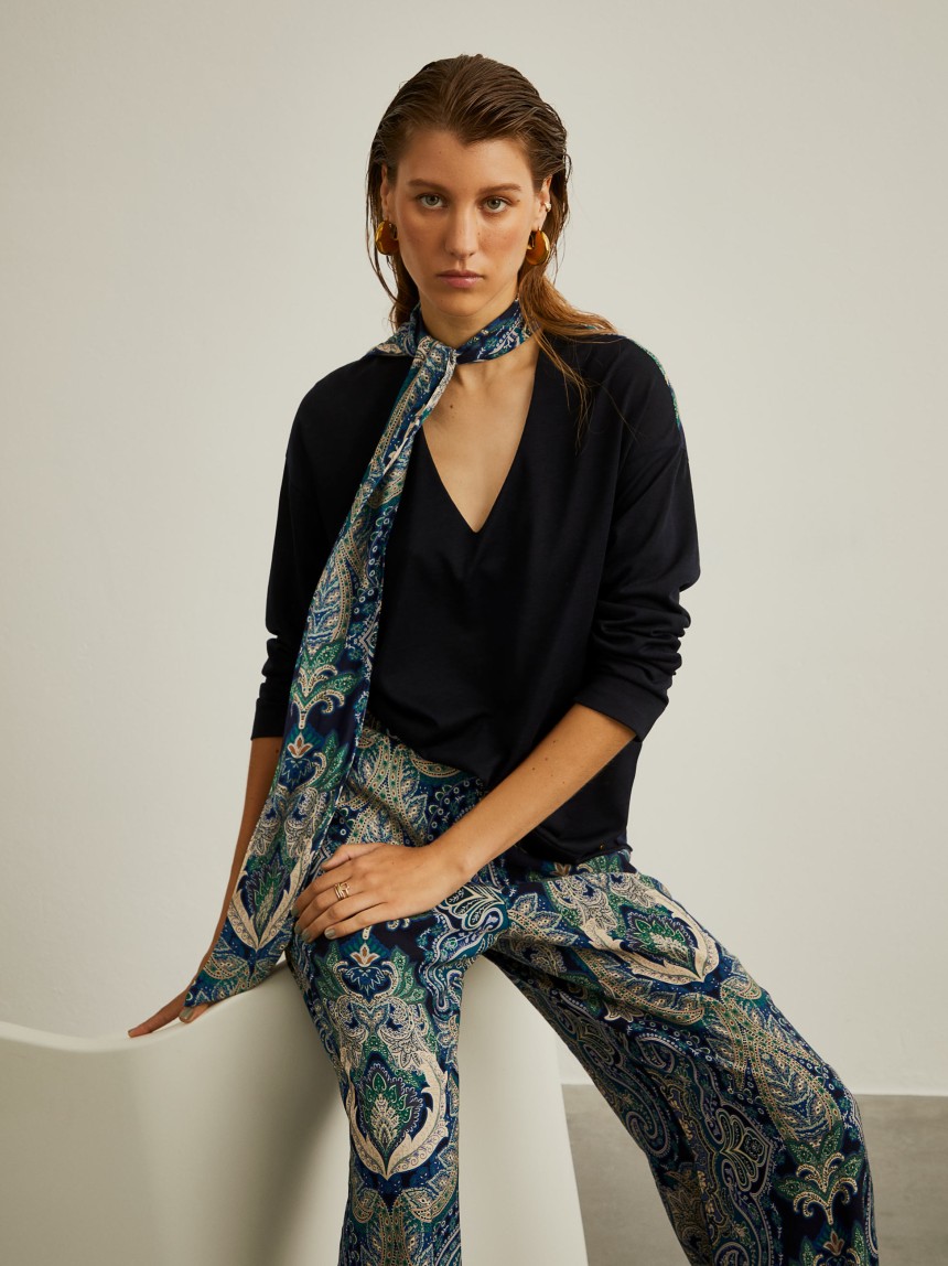 Camisola de malha combinada