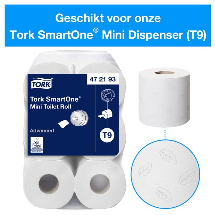 Tork 681008 T9 SmartOne Mini Toilet Roll Dispenser Elevation, zwart (681008)