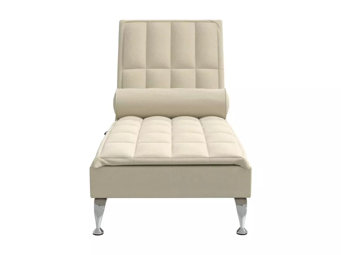 Chaise longue de massage avec traversin crème tissu