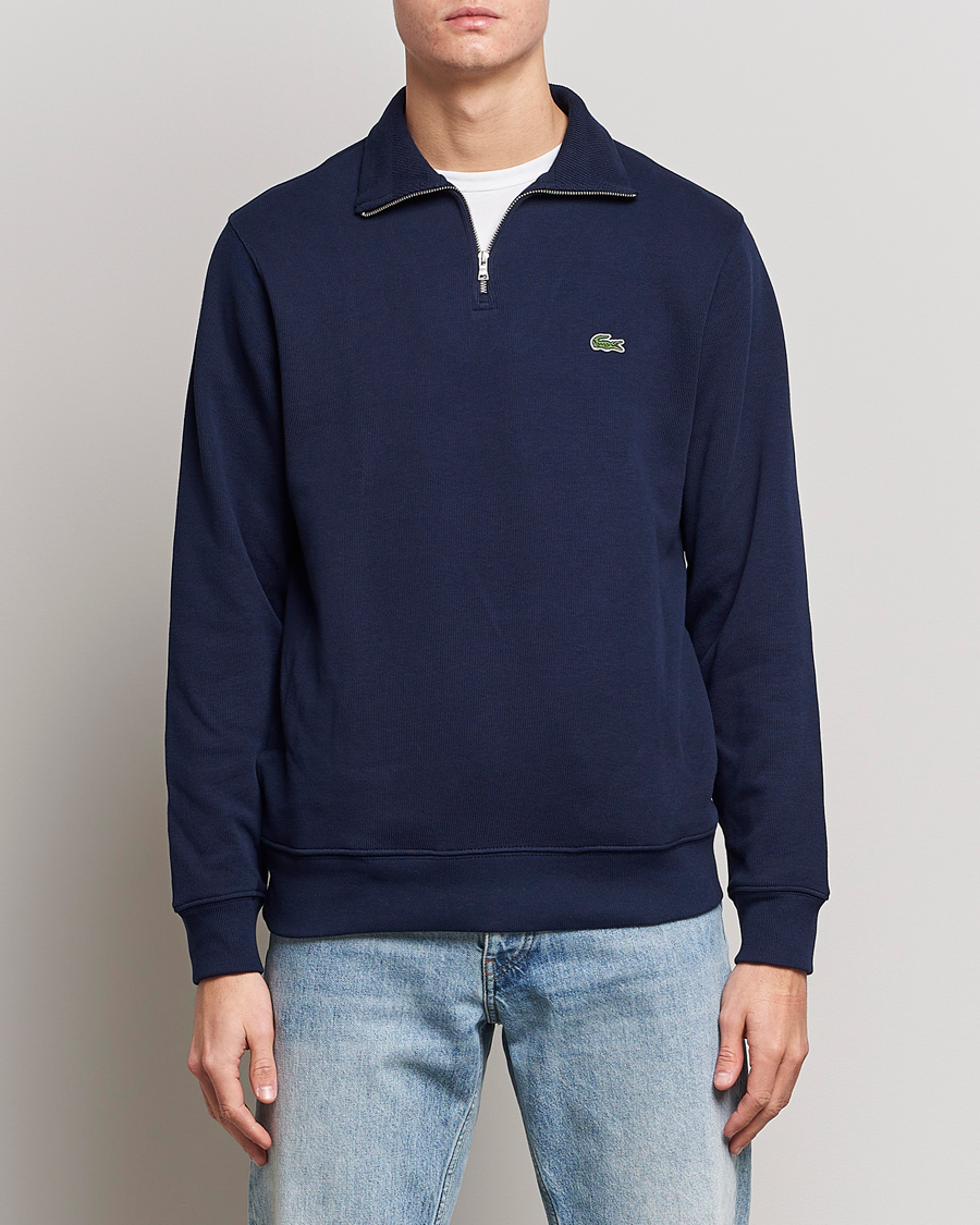 Lacoste Rib Interlock Half Zip Navy