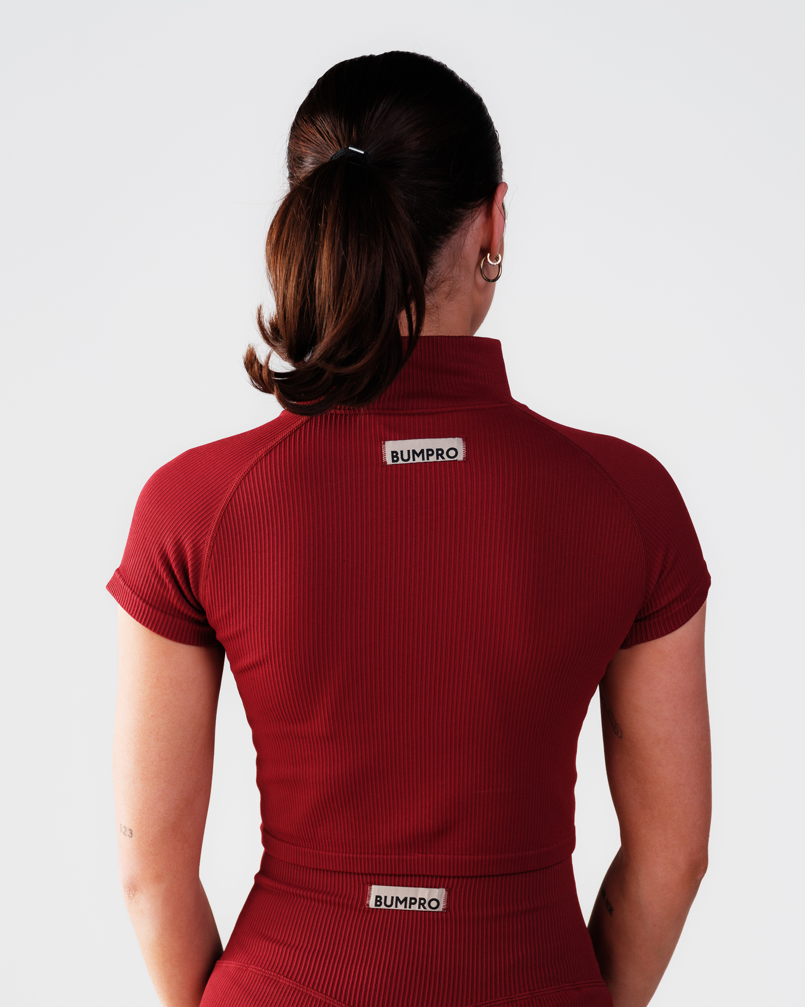 Bumpro Perfect Rib Crop Tee Turtleneck Wine