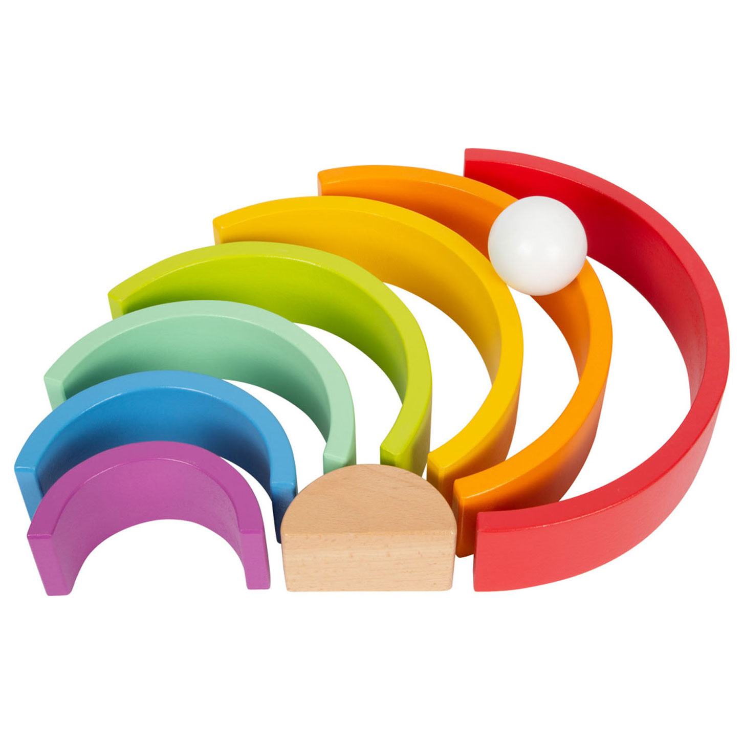 Small Foot-Houten Bouwblokken Regenboog, 9dlg.