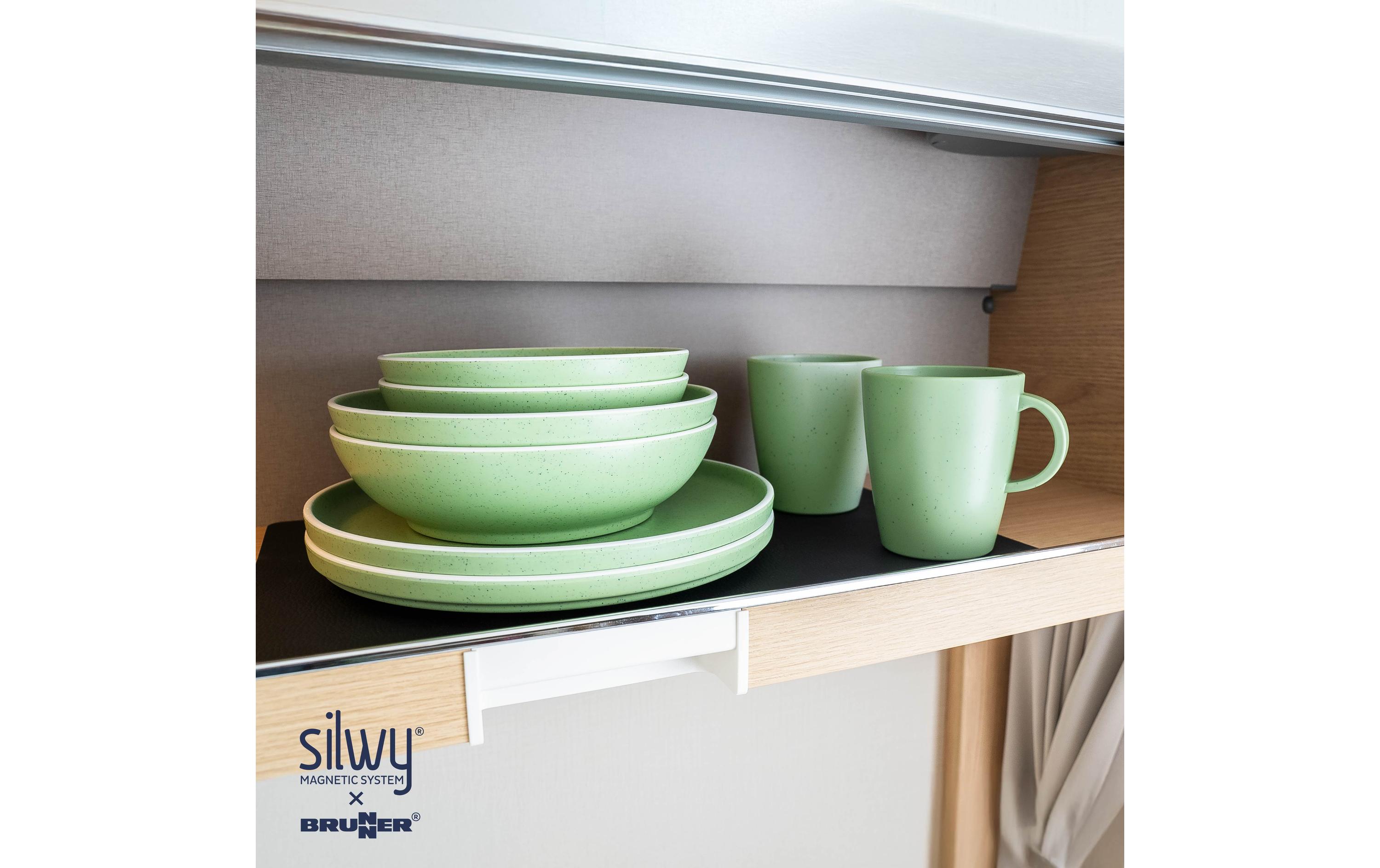 Magnet-Kunststoff-Geschirrset Dolomit Green<br>Outdoor Set aus 11 Teilen