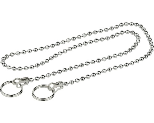 Ventielketting met 2 ringen, 50 cm, verchroomd