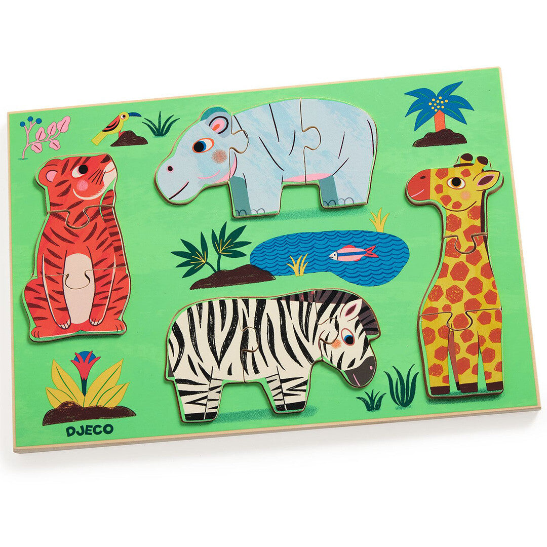 Djeco puzzel safaridieren - 4x3st