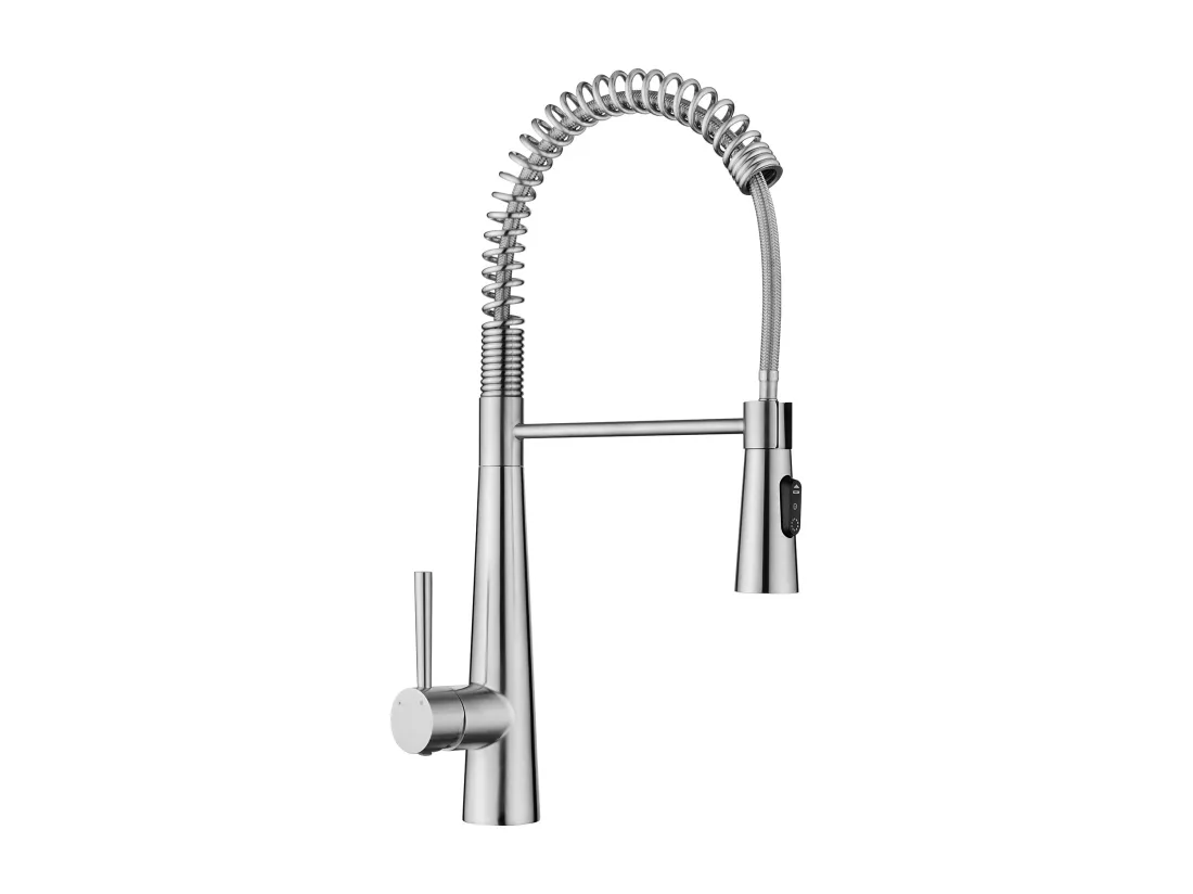 Cecipa max Evier 1 Bac avec Egouttoir, Evier en Quartz et résine Noir 65x45cm + Mitigeur de Cuisine à Ressort avec 3 Modes de Sortie D'eau, Brossé