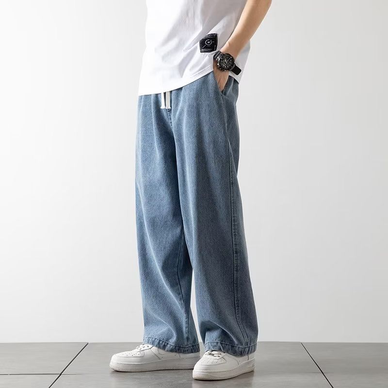 Craltuxe - Hoge taille gewassen losse wijde jeans