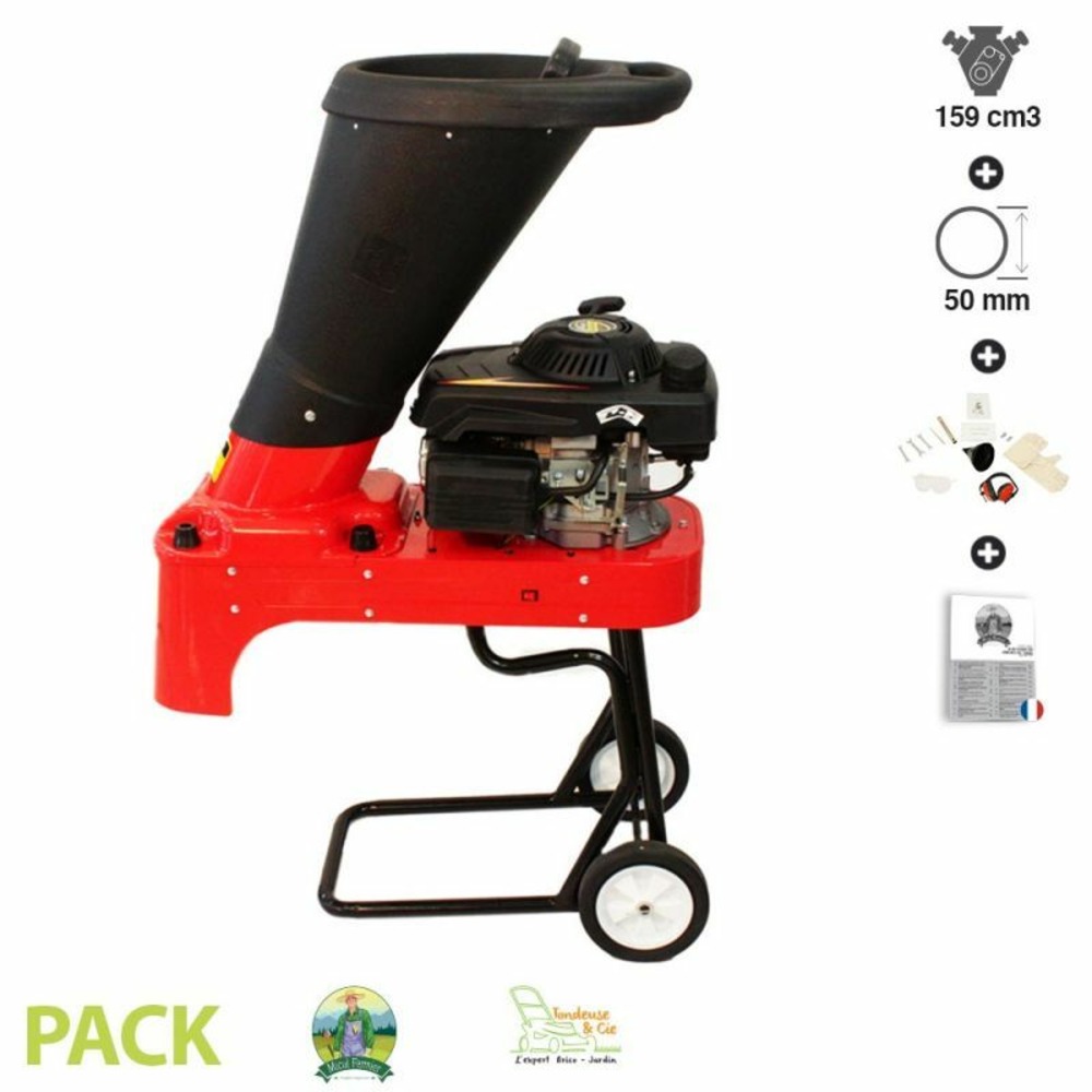 Broyeur de végétaux branches coupe 50mm moteur thermique 159cc fermier gf-1015