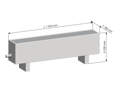 Vrijstaande convectorradiator KORALINE Optimal LKO H 330 x L 1000 x D 180 mm wit incl. voeten