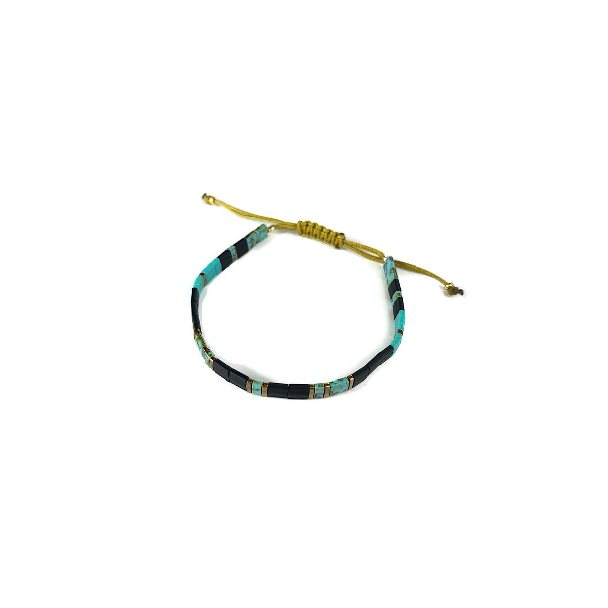 Bracelet Claire BERTEAU Aqua Perles plates en verre 2