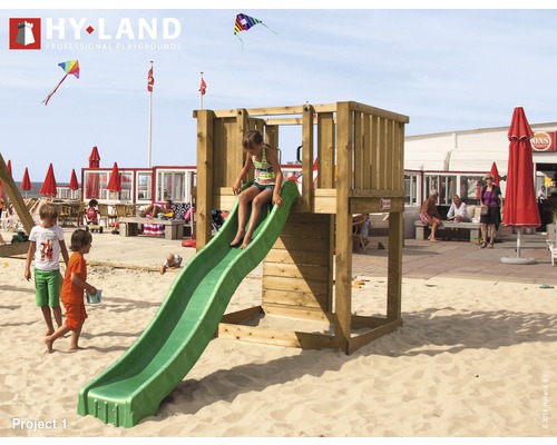 Hyland Project 1 houten speeltoren met glijbaan, groen