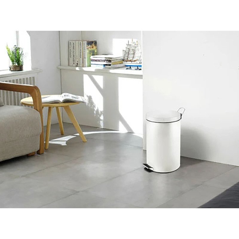 Poubelle métal à pédale ronde, 12 litres