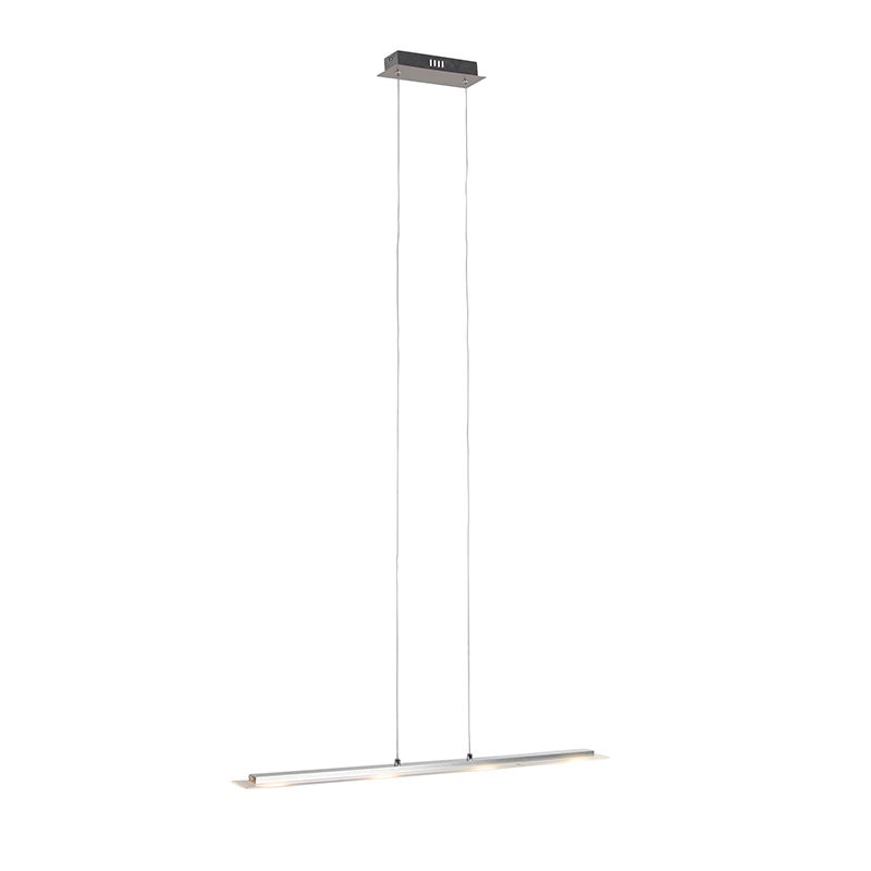 Hanglamp van staal met glasplaat, inclusief LED met touchdimmer - Platina