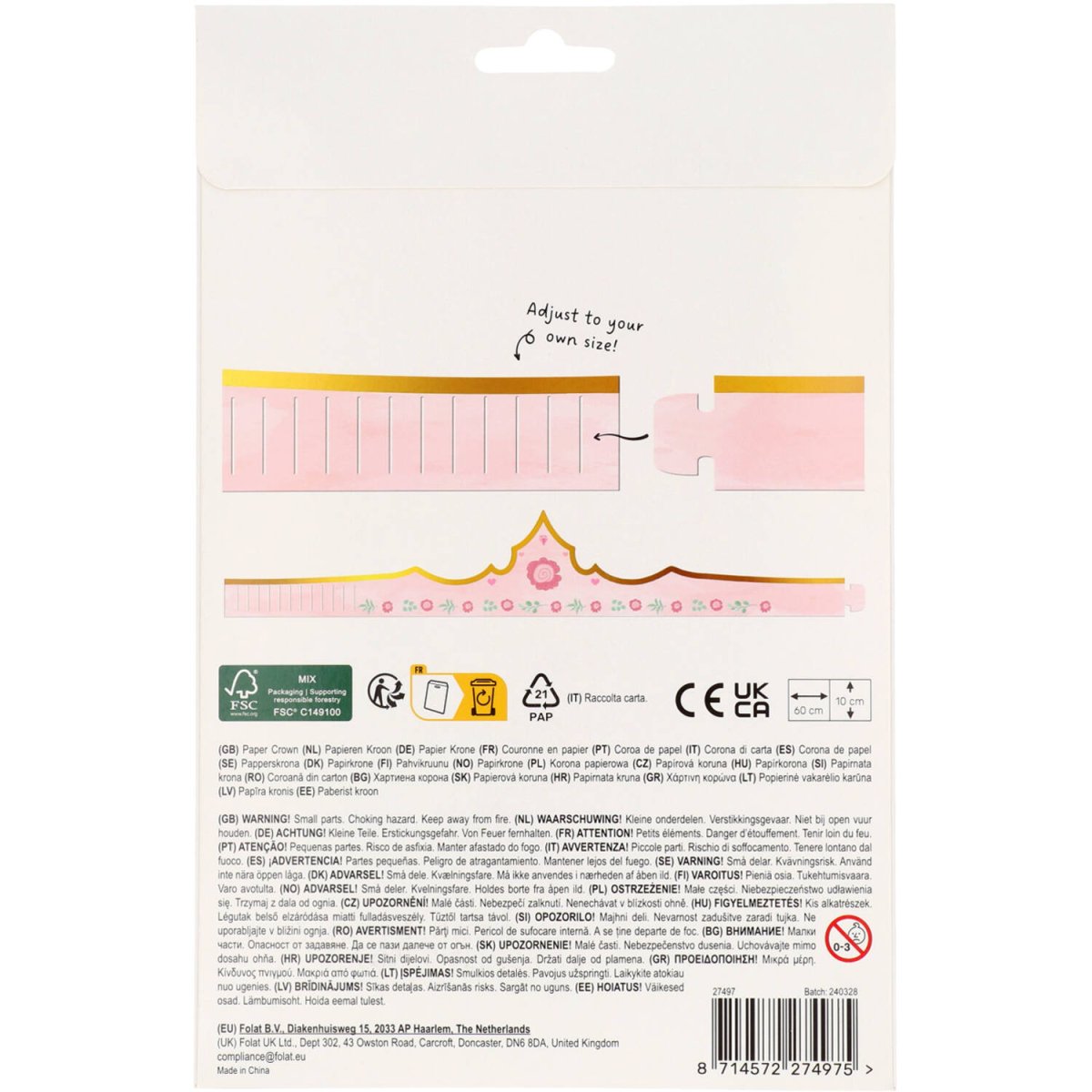Prinses Kroon Roze 60cm 6st