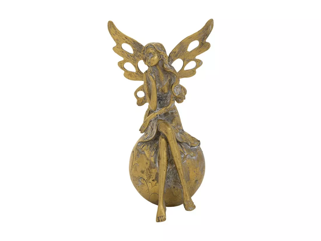 Figure décorative en résine doré 9.5x9.5x19h