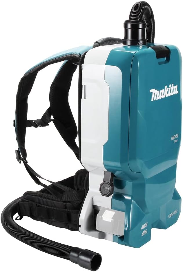 Makita DVC665ZU, Rucksackstaubsauger 2x18 V mit Bluetooth (ohne Akku, ohne Ladegerät), Blau