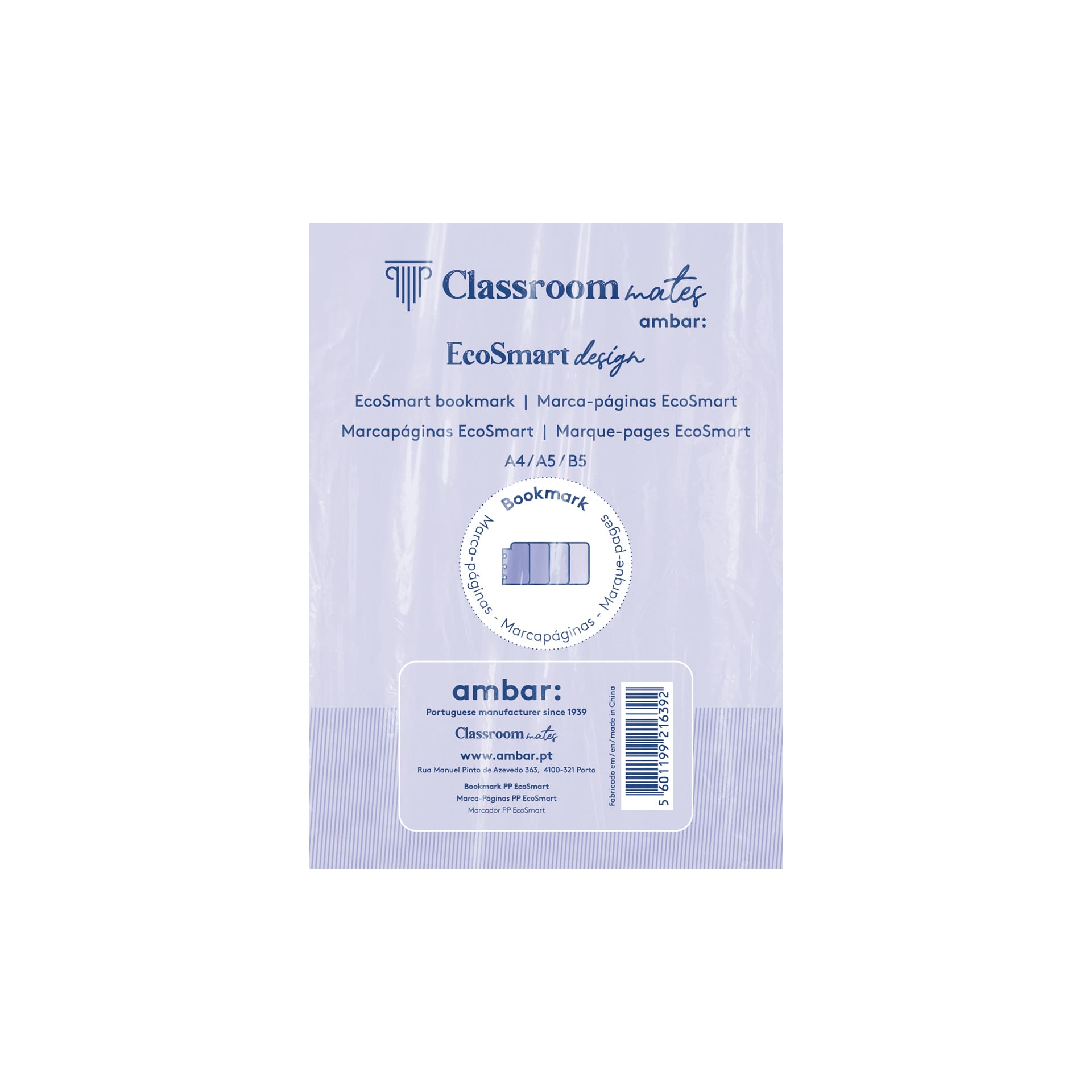 MARCA-PÁGINAS ECOSMART AMBAR POLIPROPILENO PARA CADERNOS A4/A5/B5 4 UNIDADES