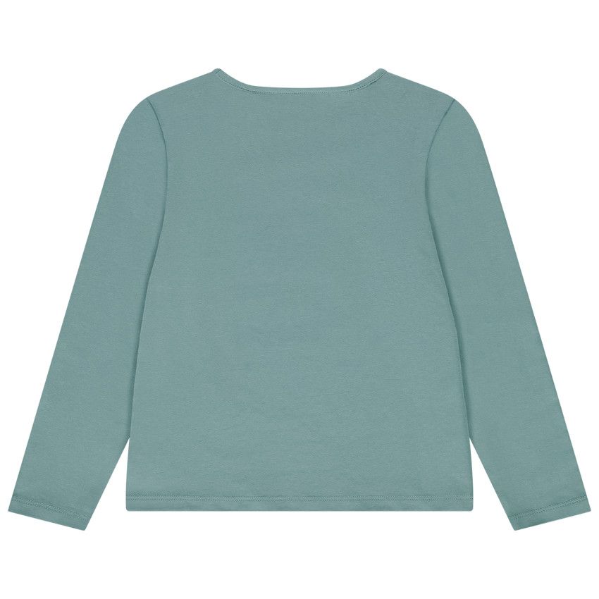 T-shirt manches longues glitter print fantaisie pour fille - Bleu marine
