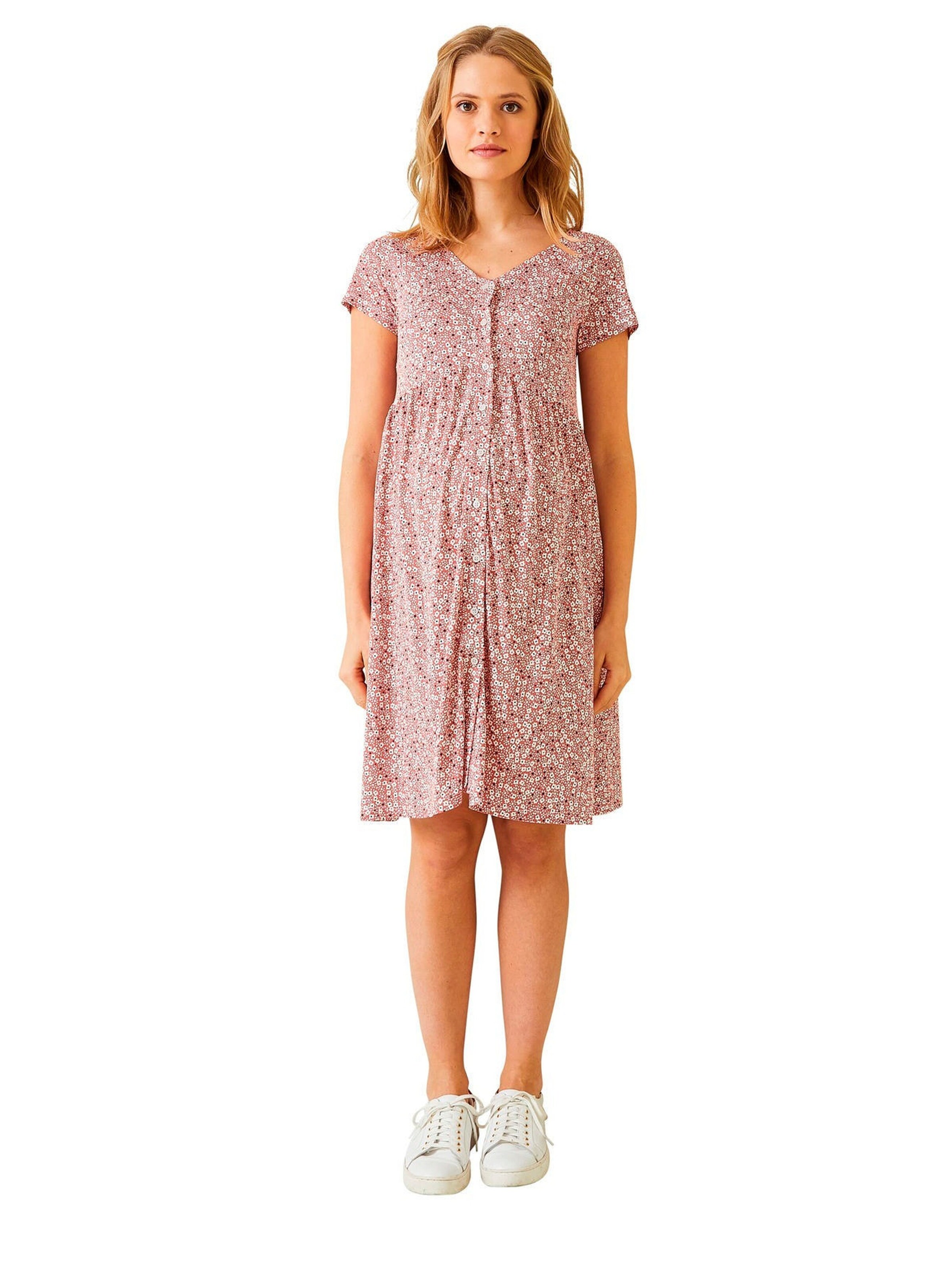 Vertbaudet Kleid, Schwangerschaft & Stillzeit ziegel bedruckt