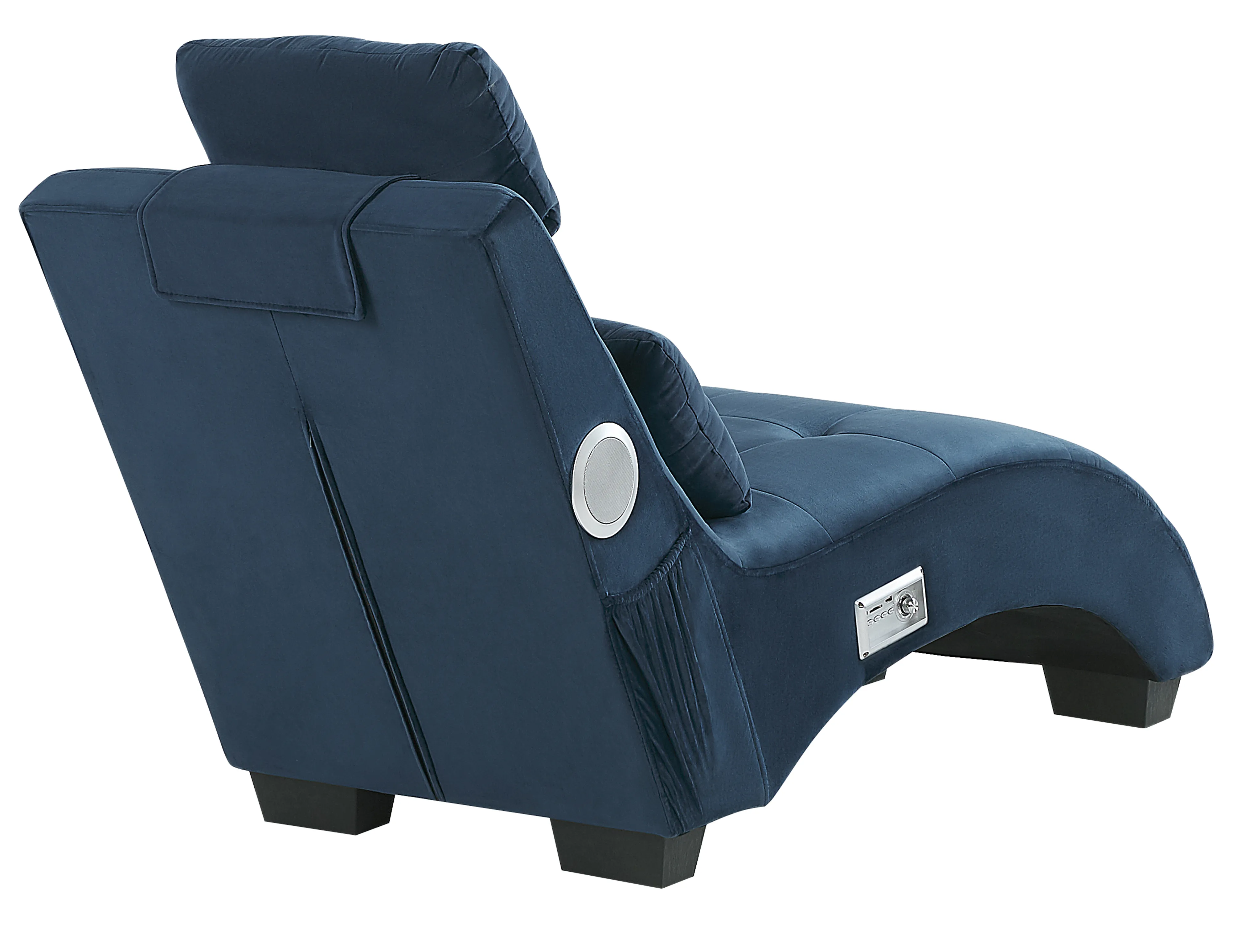 Chaise longue SIMORRE Fluweel Donkerblauw met ingebouwde Bluetooth speaker