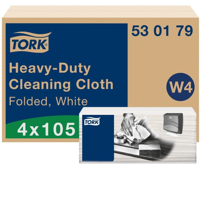 Tork 530179 Heavy-Duty 4x105st Gevouwen Reinigingsdoek Wit W4 4 x 105 doeken (530179)