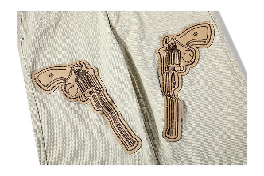CHIC ERRO - High Rise Gun Geborduurde Wijde Broek