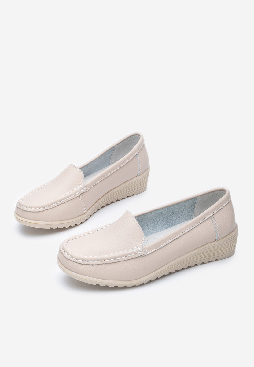 Mocassins femme à plateforme beige Storia