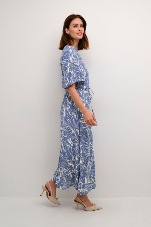 Kaffe KAarona Long Dress Blue indigo/white marbel