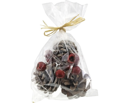 Kerstdecoratie dennenappels met bessenmix