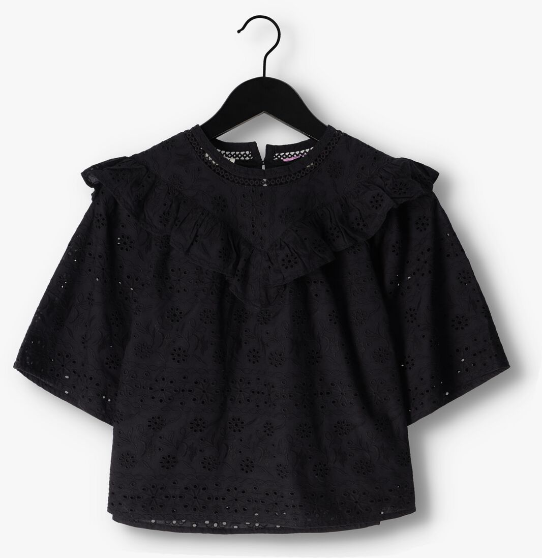 SCOTCH & SODA zwarte scotch & soda top voluminous broderie anglaise top