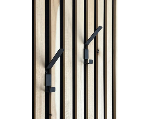 Jashaken voor akoestische panelen, zwart RAL 9005, 94 x 60 x 14 mm, 2 stuks